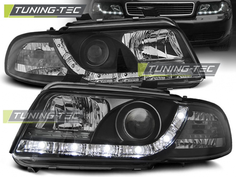 LED Tagfahrlicht Design Scheinwerfer für Audi A4 B5 94-98 schwarz